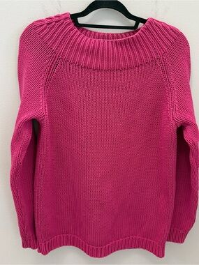 Classy Ralph Lauren Mock Neck Pink Chunky Cable Knit Sweater Women’s Size Large